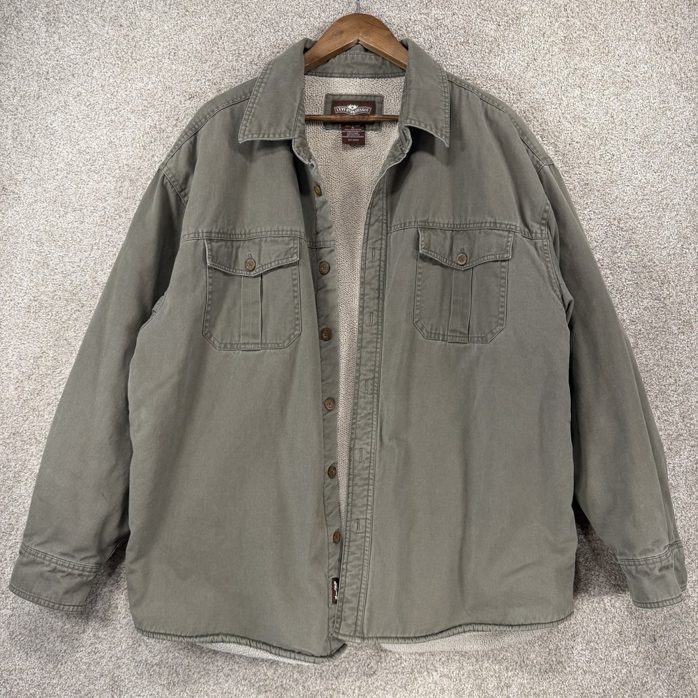 Levi's XL Sherpa Lined Jacket Olive Green Chore‎ Shacket Utility Work Wear Vtg